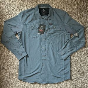 NWT WRANGLER ATG Men’s Large TALL Button Down Utility Shirt Gray